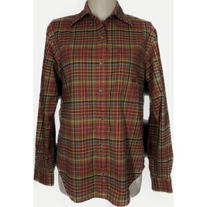 Lauren Ralph Lauren LRL Red Plaid Shirt Monogrammed Size Petite Medium
